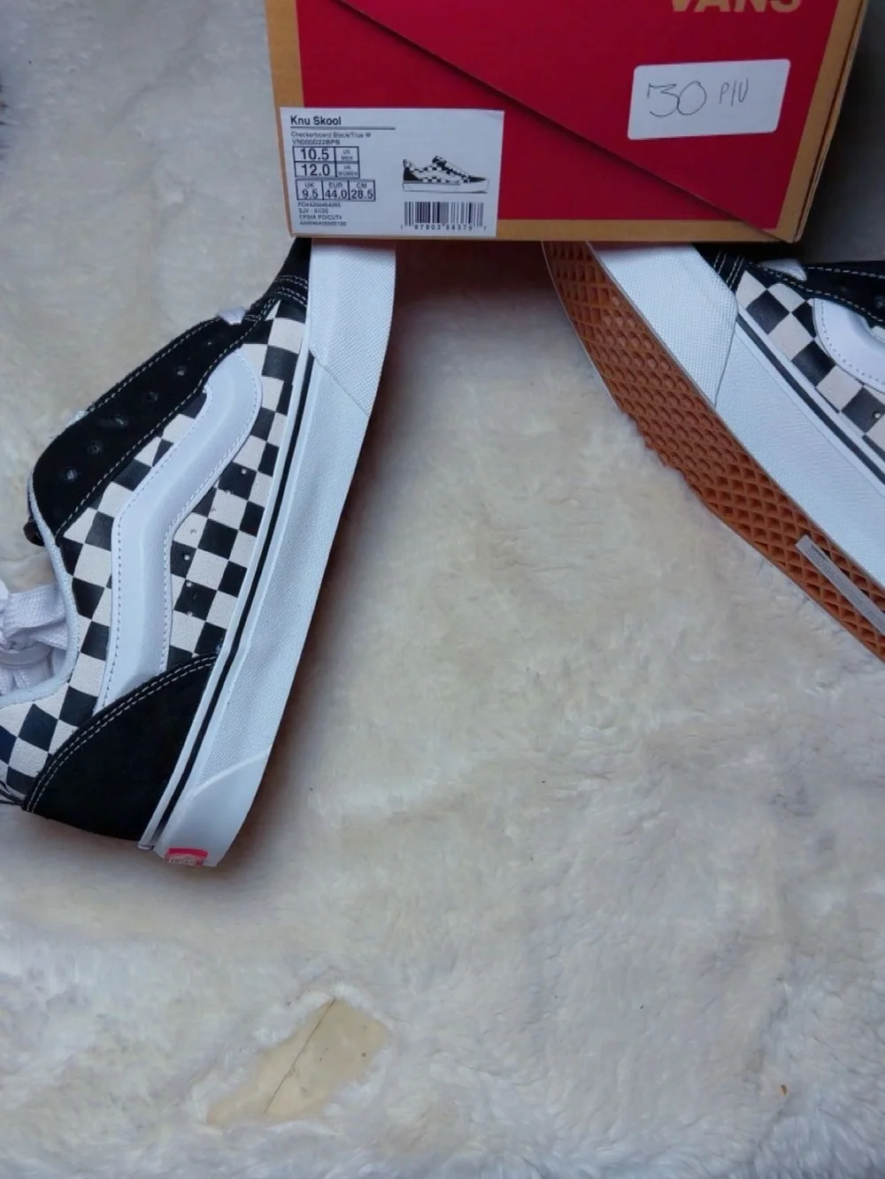 Vans Black & White Checkerboard Knu Skool Low-Top Sneakers